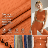 78% Nilon 22% Spandeks Oranye Karamel Tipis Polos Ringan 170gsm Kain Rajut Activewear untuk Legging Yoga Pakaian Olahraga 160cm