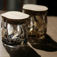 LO75 250ml Pots à miel écologiques en verre, porte-bougie unique en verre transparent irisé