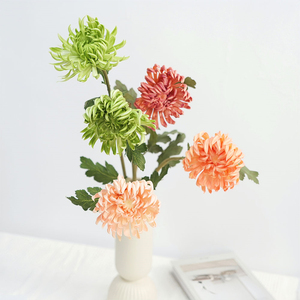 Fleur artificielle haut <span class=keywords><strong>de</strong></span> gamme en PU, toucher réel, Dahlia <span class=keywords><strong>Chrysanthème</strong></span> vert à tige unique pour décoration <span class=keywords><strong>de</strong></span> mariage, maison, table, Noël - Product Image 4