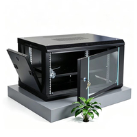 Kabinet Jaringan Dinding Ringkas 19-Inci 4U/6U/9U Rak Server Mini Baja Canai Dingin Pintu Kaca Tempered