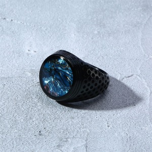 Wholesale New Design Fashion Jewelry <strong>Titanium</strong> Steel Custom Rhinestone <strong>Black</strong> <strong>Rings</strong> for Men - Product Image 2