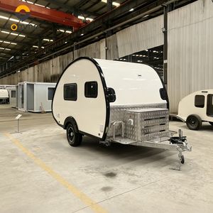 Mini-caravane carrée sur roues, maisonnette mobile <span class=keywords><strong>avec</strong></span> salle <span class=keywords><strong>de</strong></span> bain et douche, toit relevable, <span class=keywords><strong>camping</strong></span>-car léger - Product Image 3