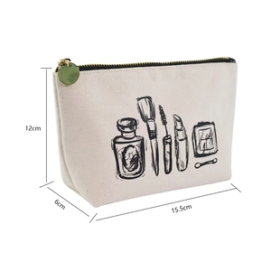 Pochette de voyage en toile de coton promotionnelle, pochette à fermeture éclair pour maquillage, sacs cosmétiques personnalisés, sacs écologiques personnalisés - Product Image 5