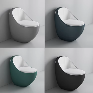Juego de inodoro Cupc de una pieza para baño, inodoro inteligente con forma de huevo, inodoro inteligente, inodoro de lujo moderno, línea dorada, color negro - Product Image 2