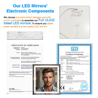 Miroir de salle de bain moderne avec éclairage, vente en gros d'usine, variateur d'intensité, anti-buée, CCT 3000K 4000K 6000K, pour hôtels 5 étoiles, certifié UL CE