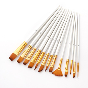 BOMEIJIA Lot de 13 pinceaux en nylon de différentes formes avec manche en bois pour artiste débutant - Product Image 5