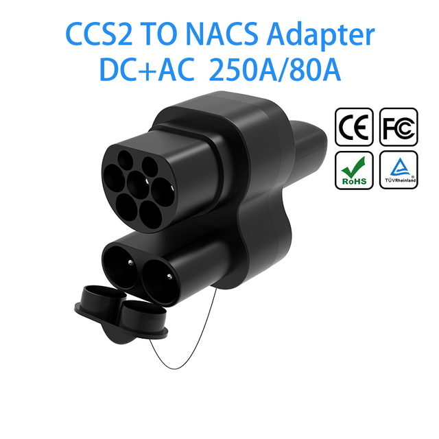 CCS2 to NACS EV Charging Adapter DC 250A AC 80A 1000V DC AC 2 in 1 European Standard CCS Combo 2 to Tesla NACS Fast Charger