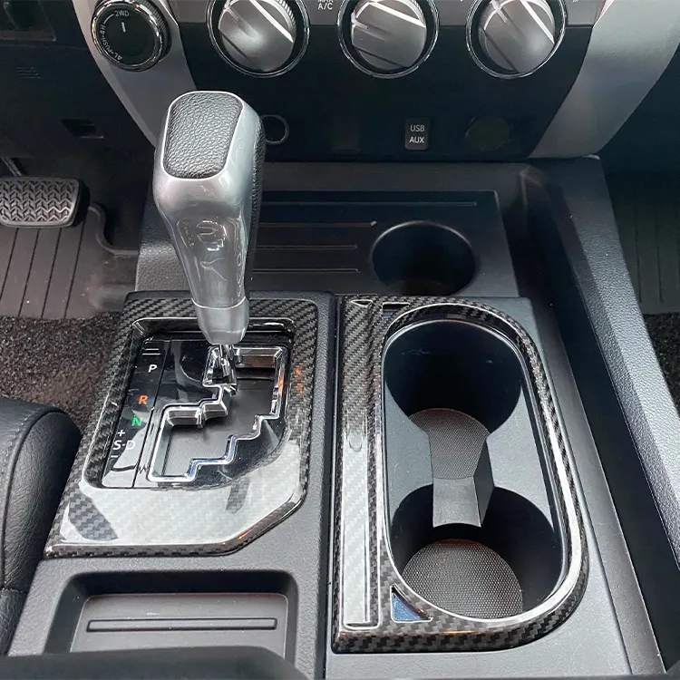 In Fibra di carbonio Console Telaio Supporto di Tazza di Acqua Per Toyota Tundra 2014-2020 In Fibra di Carbonio Interni Accessori Appiccicoso