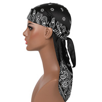 Venta al por mayor personalizado mujeres sedoso Du Rags satén seda diseñador Paisley Durags para hombres senderismo montar capó ciclismo Durag