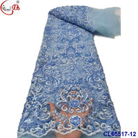 Tissu en dentelle de luxe pour vêtements et robes, avec des fleurs, des perles et des paillettes, de la marque RTS Lisami Design Fashion
