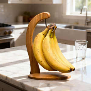 Support à bananes en bambou moderne pour comptoir, support à fruits écologique pour la cuisine, <span class=keywords><strong>crochet</strong></span> à bananes gain de place - Product Image 1