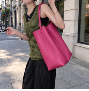 Bolsos de Mano de Gran Capacidad para Mujer, de Cuero PU, Tipo Cubo, con Cierre de Cremallera, Suaves, Casuales, Vintage, de Moda - Product Image 3