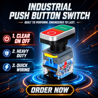 Interruptor de Arranque/Parada Rectangular de 22 mm con Doble Botón y Autorreinicio Yijia YJ139-LA38-11B, 1 Contacto Normalmente Abierto, 1 Contacto Normalmente Cerrado