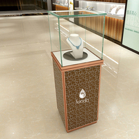 Hochwertige bodens tehende Uhren Vitrine Glass chmuck Einzelhandel geschäft Museum Vitrine Stand ausrüstung mit LED-Licht
