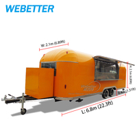 WEBETTER Food Truck avec Cuisine Complète, Remorque Alimentaire Pizza Glace Barbecue avec Toilettes, Chariot de Restauration Mobile USA
