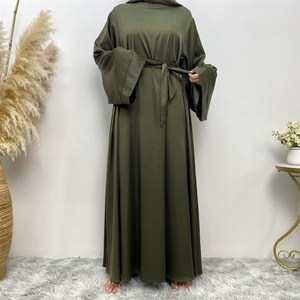 6622# Eid Muslim Islamic Design Hot Sale SImplicity Solid Color Smooth Versatile Casual Satin Ladies Dress - Product Image 3