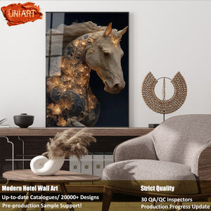 Décoration murale moderne représentant un <span class=keywords><strong>cheval</strong></span> équestre, <span class=keywords><strong>peinture</strong></span> sur toile brillante, floral blanc, <span class=keywords><strong>cheval</strong></span> blanc, affiche d'art, fleur de cristal, art mural baroque représentant un <span class=keywords><strong>cheval</strong></span> - Product Image 2