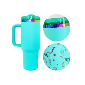 Gobelet isotherme en acier inoxydable à double paroi de 40 oz avec gravure laser H2.0 et placage arc-en-ciel - Product Image 4