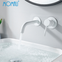 Grifo de Lavabo de Pared Momali, de Latón, para Baño, Mezclador de Agua Fría y Caliente, Monomando, Diseño Contemporáneo de Lujo, con Válvula de Cerámica