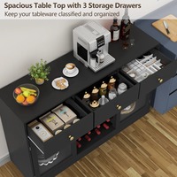 Meuble bar à vin en panneaux de bois écologiques avec éclairage LED, étagères réglables, rangement pour café et bar, pour la maison