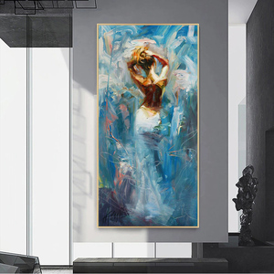 Quadro Astratto con Figura Femminile Blu, Dipinto a Olio su Tela, Poster e Stampe per Arredamento Soggiorno - Product Image 5