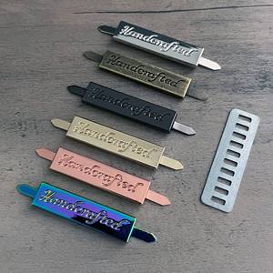Rainbow Plated Rectangular Nameplates OEM Metal Labels with Pins for <b>Bags</b> Garments Shoes and Luxury <b>Accessories</b> - Product Image 2