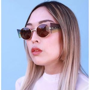 Round <b>Sunglasses</b> Full Rim <b>Gradient</b> Lenses UV400 Unisex Punk Style Sun Protection Adult Metal Frame - Product Image 4