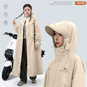 Vente chaude Imperméable Coupe-vent à capuche Longue tenue pour adulte Vêtement de cyclisme Tissu Oxford Imperméable pour le camping Tours Filles - Product Image 1