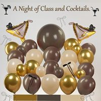 Kit de ballons Chocolat Marron Nude Or Métallisé, Verre à cocktail, Guirlande en latex, Nœud noir, Fournitures de décoration pour fête d'anniversaire adulte