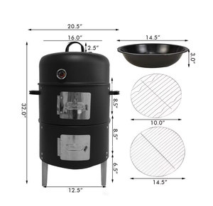 <span class=keywords><strong>Barbecue</strong></span> fumoir multifonctionnel à 3 niveaux, gril extérieur au charbon de bois, tour de fumage verticale, grils de <span class=keywords><strong>barbecue</strong></span> fumés en forme de baril - Product Image 6
