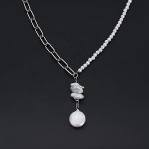 สร้อยคอผู้หญิงแบบปรับได้ สแตนเลสสตีล โซ่ยาว ประดับด้วยหินธรรมชาติและเปลือกหอย ขายส่ง เป็นของขวัญสำหรับผู้หญิง - Product Image 6