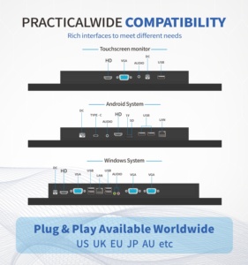 Ip65 모니터 터치스크린 견고한 일체형 10.1 10.4 11.6 15 15.6 17 19 21.5 팬리스 내장형 산업용 터치스크린 모니터 - Product Image 4