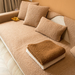 Cojín de Sofá de Lana de Cordero para Invierno, Antideslizante, Estilo Nórdico Minimalista, <span class=keywords><strong>Funda</strong></span> de Tela de Felpa Gruesa para Uso en las Cuatro Estaciones - Product Image 2