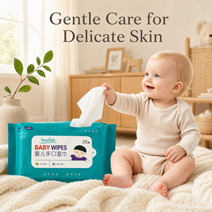 Lingettes pour bébé Sunnybaby 25 pièces, soin doux pour bébés, sans alcool, lingettes non tissées pour le soin de la peau - Product Image 1