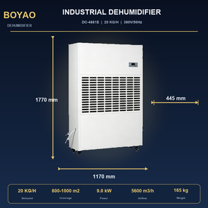 Déshumidificateur industriel sur pied 480L D haute efficacité pour serre et usine, système intelligent de déshumidification - Product Image 3