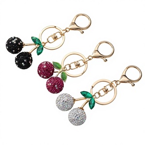 Porte-clés cerise en alliage de zinc coloré, best-seller transfrontalier, pendentif bijou, accessoires cadeaux, plusieurs couleurs disponibles - Product Image 1