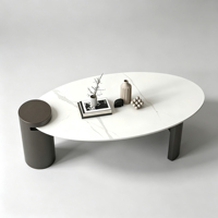 Ensemble de tables de salon en bois de noyer rustique et marbre, de qualité excellente, modernes et de petite taille