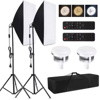Kit d'éclairage photo de studio avec 2 ampoules LED 85W bicolores 2800K-5700K et boîte à lumière