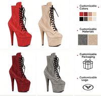 Bottines à lacets en faux daim pour pole dance, talon haut de 17 cm, plateforme, imperméables, automne/hiver, performance sur scène, vente en gros