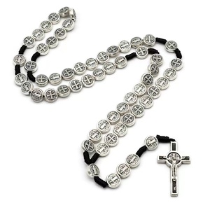 St benedict medaglia fatta a mano con cordoncino annodato collana religiosa per uomini e donne - Product Image 2