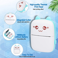 Imprimante thermique portable mini sans fil BT 200 dpi pour photos, étiquettes, mémos, impression par câble USB, imprimante de poche en plastique noir et blanc