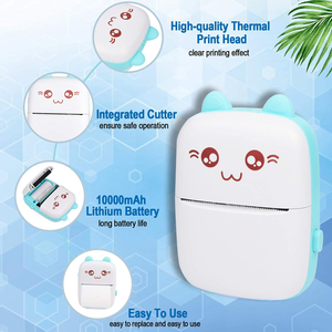 Imprimante thermique portable mini sans fil BT 200 dpi pour photos, étiquettes, mémos, impression par câble USB, imprimante de poche en plastique noir et blanc - Product Image 3