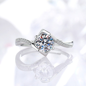 Anillo de diamantes Bijoux de mariage élégants Style classique Taille ronde Baiser d'ange Bague en diamant Moissanite pour femmes - Product Image 3