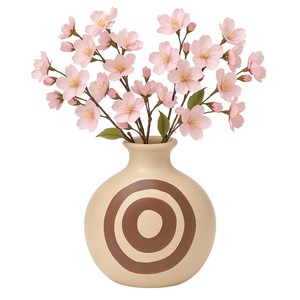 Vaso in ceramica con design astratto a forma di bersaglio marrone per l'arredamento del soggiorno - Product Image 2