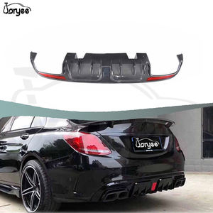 Joryee Diffuseur de pare-chocs arrière en fibre de carbone Kit de carrosserie pour Benz W205 C300 C43 <span class=keywords><strong>C63</strong></span> 2015-2017 Accessoire de réglage - Product Image 2