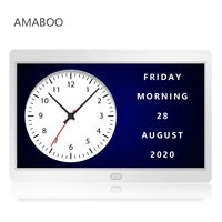 Nouvelle conception, horloge de bureau numérique avec prévisions météo, rappel médical, alarme, calendrier, lecture vidéo et MP3 pour les personnes âgées, 8 pouces