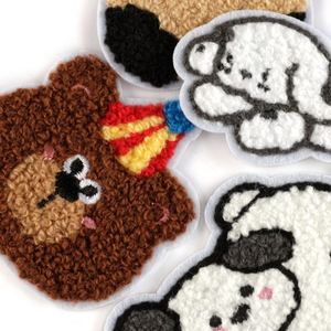 New Design Iron on Chenille Embroidered Sliver Edge <b>Cute</b> Chenille Animal <b>Bear</b> Dog Patch for Clothes Bag Decoration - Product Image 4