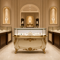 Vitrine à bijoux classique GZowin, accents parfaits pour les bijouteries haut de gamme, texture luxueuse, diamants, pierres précieuses colorées