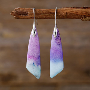 Pendientes colgantes de piedra natural con forma de lágrima, color dorado, morado y azul, joyería de fiesta para mujer, accesorios de moda - Product Image 3