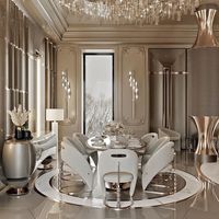 Ensemble de Salle à Manger de Luxe en Bois Design avec Table et 8 Chaises pour Villa